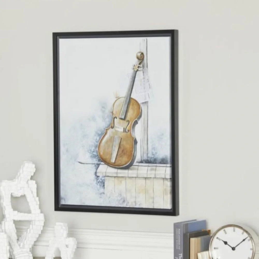 Framed Wall Decor Hand painted Music Painting in black frame / Art / 24